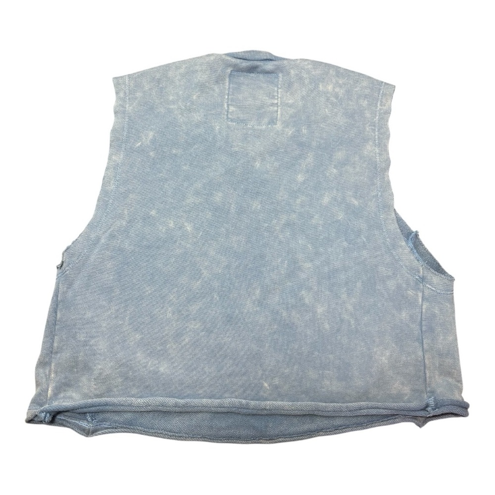 ALPHALETE Very Terry Celestial Blue Sleeveless Cutoff Crop Top - Picture 3 of 4